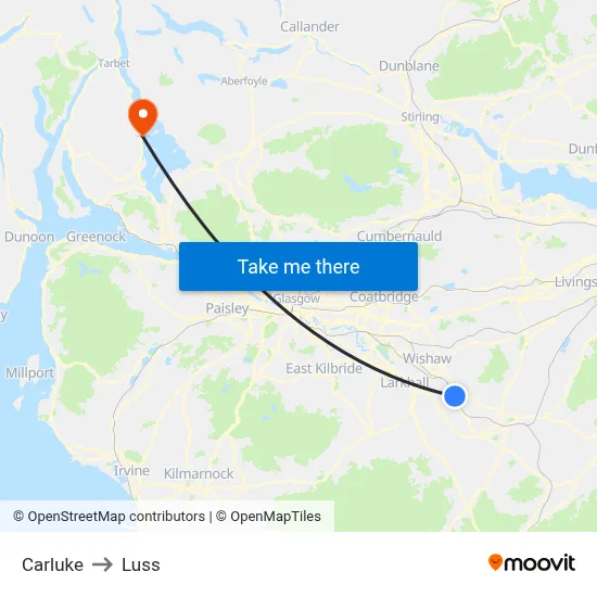 Carluke to Luss map