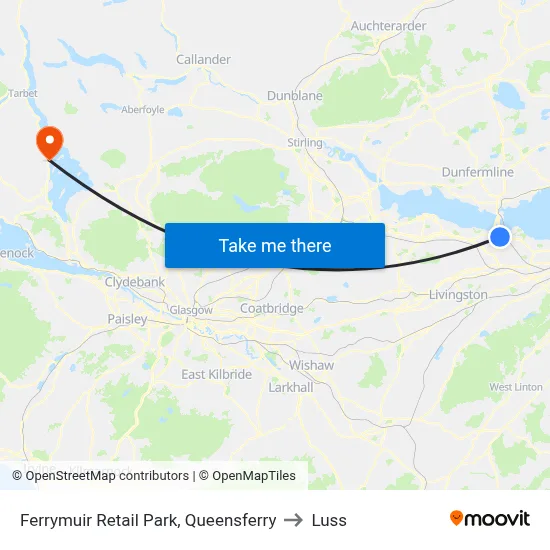 Ferrymuir Retail Park, Queensferry to Luss map