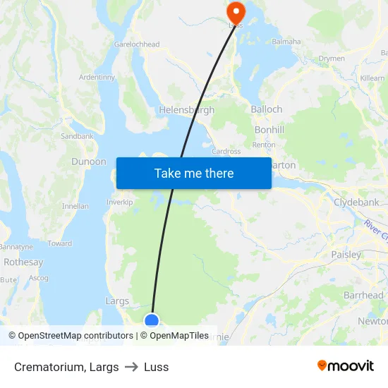 Crematorium, Largs to Luss map