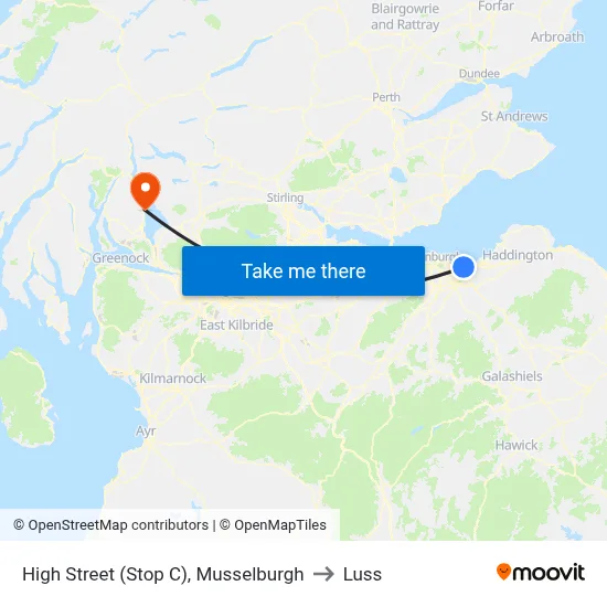 High Street (Stop C), Musselburgh to Luss map