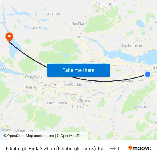 Edinburgh Park Station (Edinburgh Trams), Edinburgh Park to Luss map