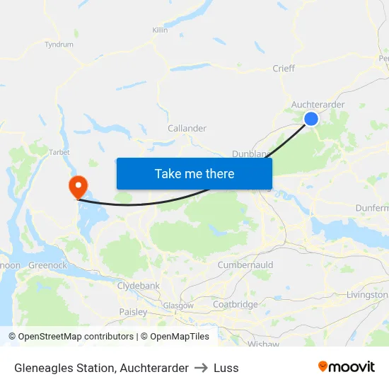 Gleneagles Station, Auchterarder to Luss map