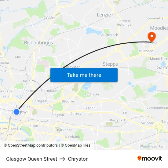 Glasgow Queen Street to Chryston map