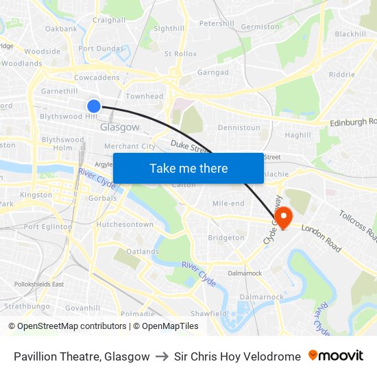 Pavillion Theatre, Glasgow to Sir Chris Hoy Velodrome map