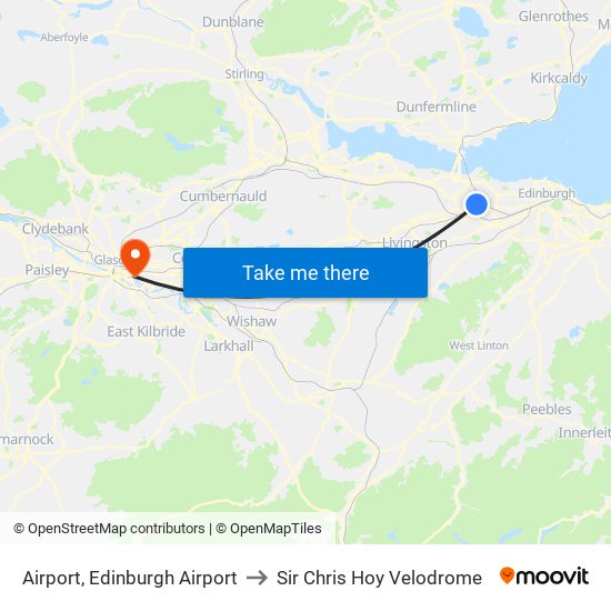 Airport, Edinburgh Airport to Sir Chris Hoy Velodrome map