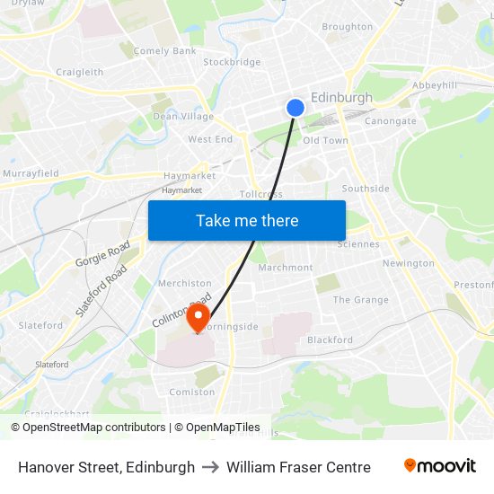 Hanover Street, Edinburgh to William Fraser Centre map