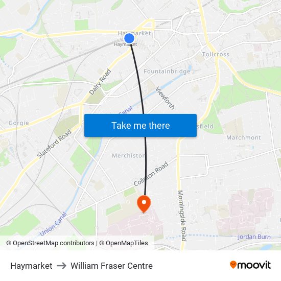 Haymarket to William Fraser Centre map