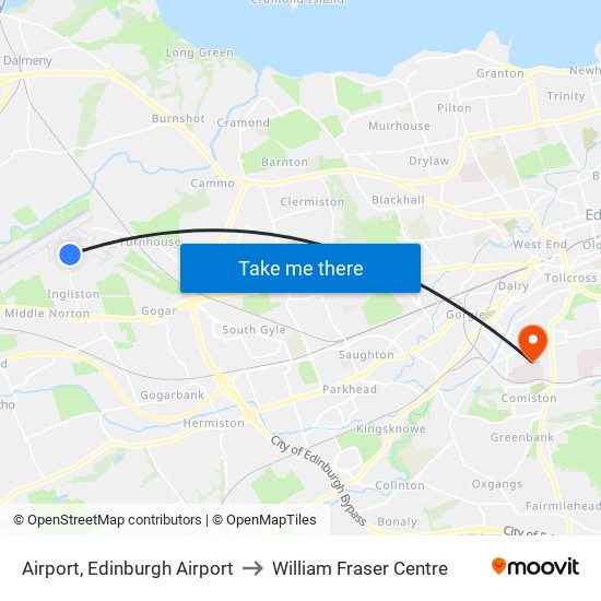 Airport, Edinburgh Airport to William Fraser Centre map