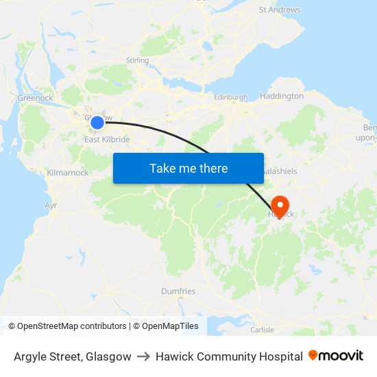 Argyle Street, Glasgow to Hawick Community Hospital map