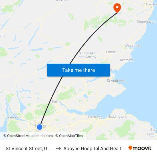 St Vincent Street, Glasgow to Aboyne Hospital And Health Centre map