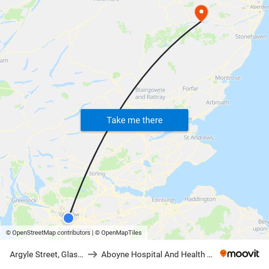 Argyle Street, Glasgow to Aboyne Hospital And Health Centre map