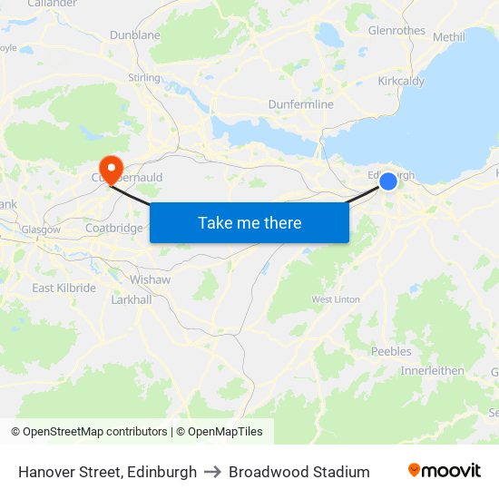 Hanover Street, Edinburgh to Broadwood Stadium map