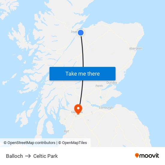 Balloch to Celtic Park map