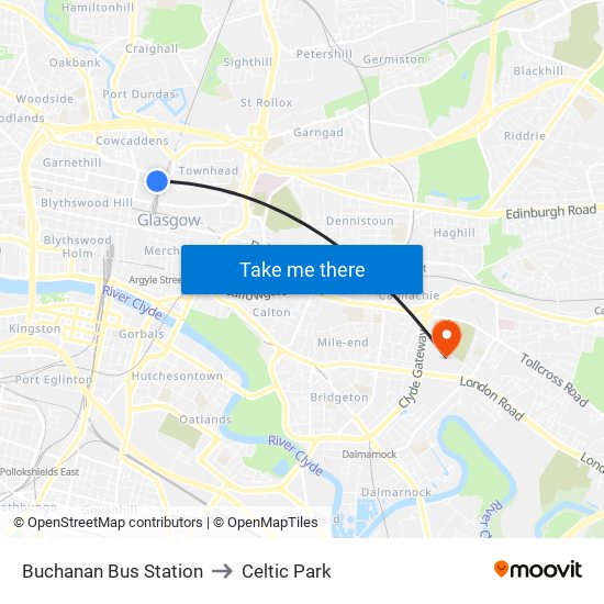 Buchanan Bus Station to Celtic Park map