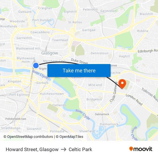 Howard Street, Glasgow to Celtic Park map