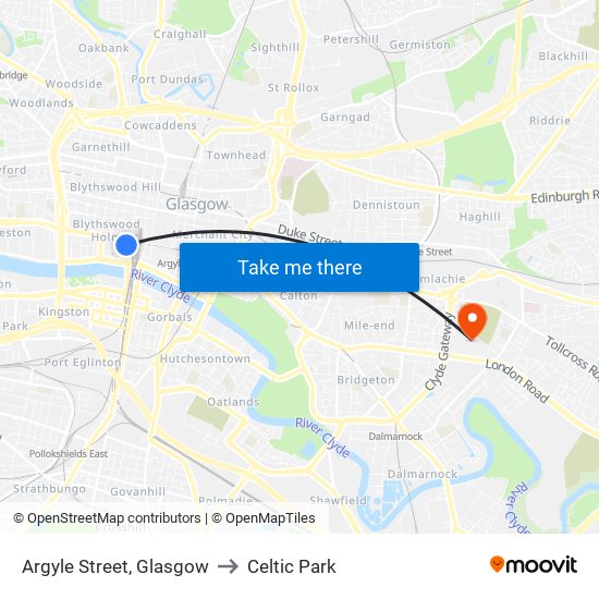 Argyle Street, Glasgow to Celtic Park map