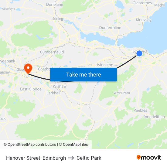 Hanover Street, Edinburgh to Celtic Park map