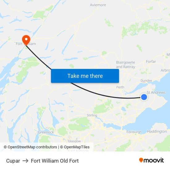 Cupar to Fort William Old Fort map