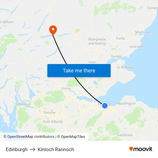 Edinburgh to Kinloch Rannoch map