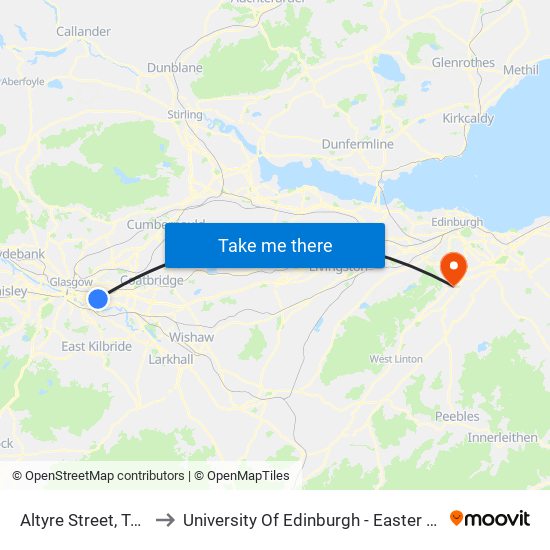Altyre Street, Tollcross to University Of Edinburgh - Easter Bush Campus map