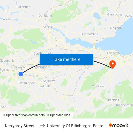 Kerrycroy Street, Toryglen to University Of Edinburgh - Easter Bush Campus map