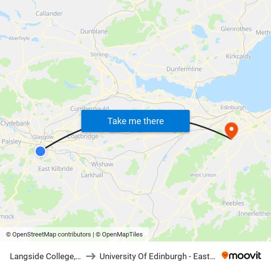 Langside College, Battlefield to University Of Edinburgh - Easter Bush Campus map