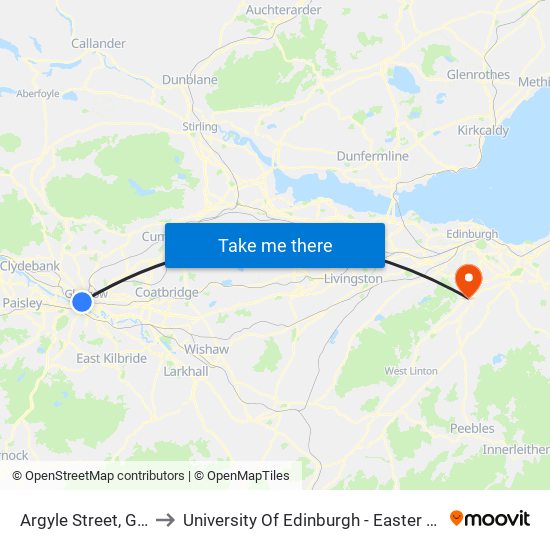 Argyle Street, Glasgow to University Of Edinburgh - Easter Bush Campus map