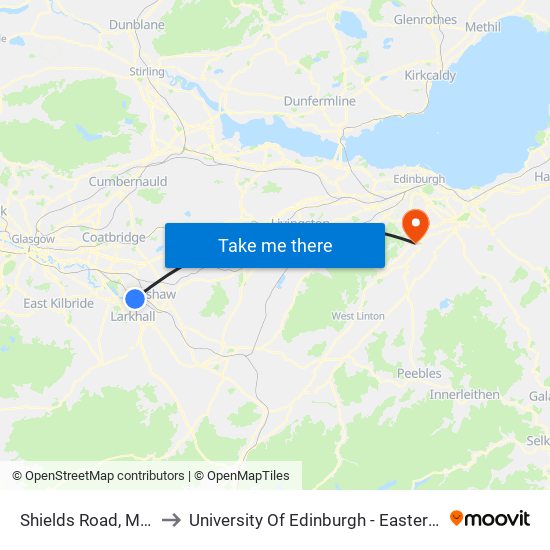 Shields Road, Muirhouse to University Of Edinburgh - Easter Bush Campus map