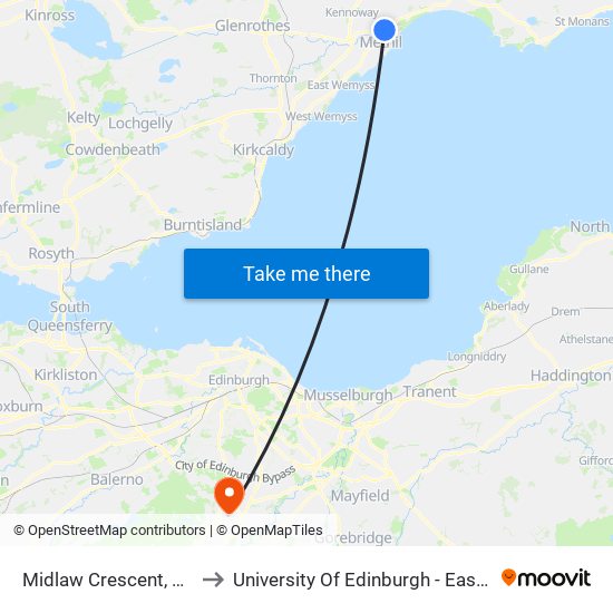 Midlaw Crescent, Mountfleurie to University Of Edinburgh - Easter Bush Campus map