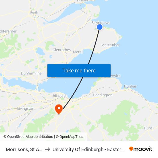 Morrisons, St Andrews to University Of Edinburgh - Easter Bush Campus map