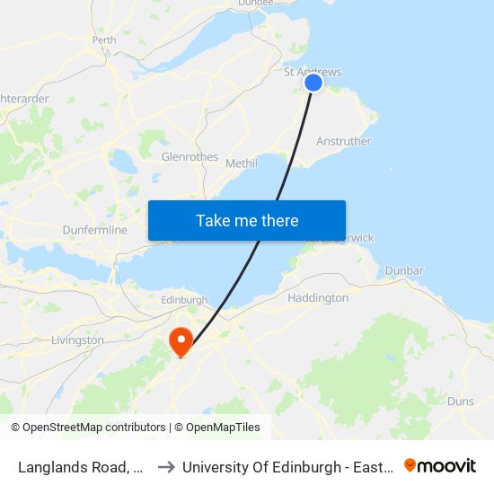 Langlands Road, St Andrews to University Of Edinburgh - Easter Bush Campus map