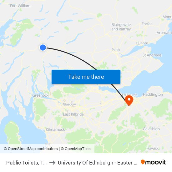 Public Toilets, Tyndrum to University Of Edinburgh - Easter Bush Campus map