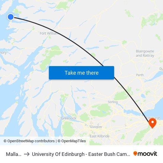 Mallaig to University Of Edinburgh - Easter Bush Campus map