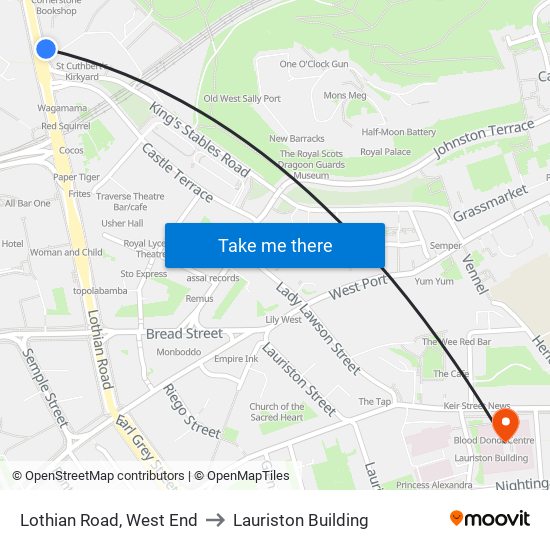 Lothian Road, West End to Lauriston Building map