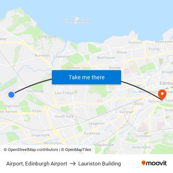 Airport, Edinburgh Airport to Lauriston Building map