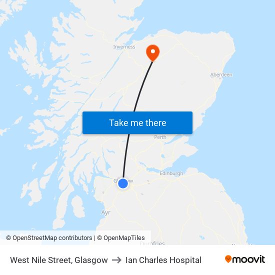 West Nile Street, Glasgow to Ian Charles Hospital map