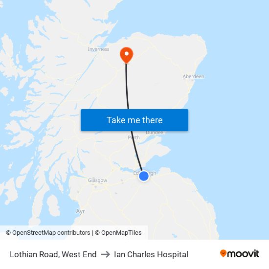 Lothian Road, West End to Ian Charles Hospital map