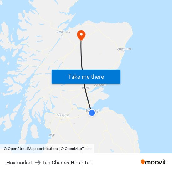 Haymarket to Ian Charles Hospital map