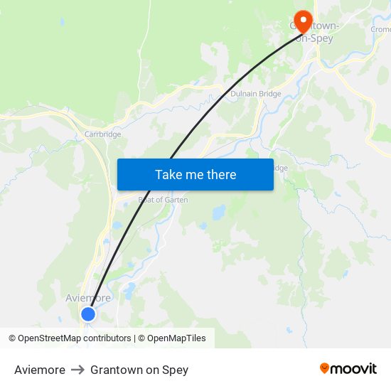 Aviemore to Grantown on Spey map