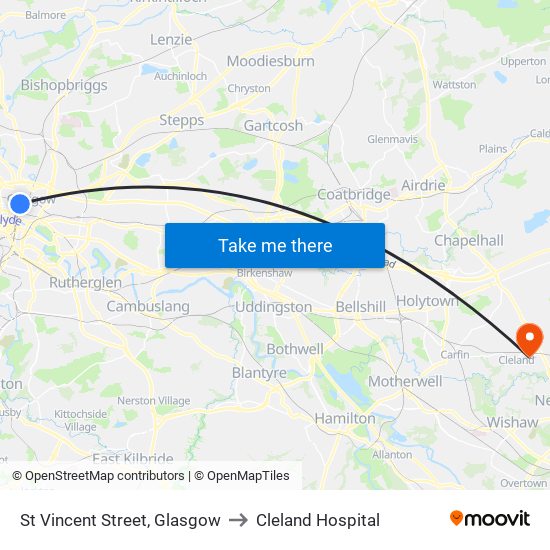 St Vincent Street, Glasgow to Cleland Hospital map