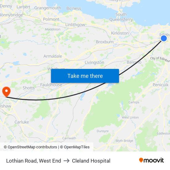 Lothian Road, West End to Cleland Hospital map