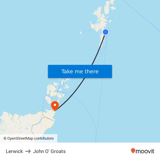 Lerwick to John O' Groats map