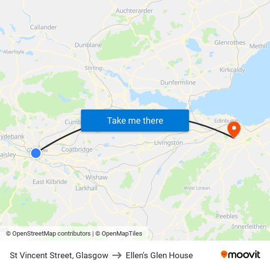 St Vincent Street, Glasgow to Ellen's Glen House map