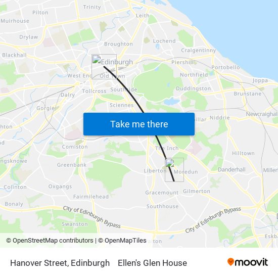 Hanover Street, Edinburgh to Ellen's Glen House map