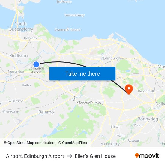 Airport, Edinburgh Airport to Ellen's Glen House map