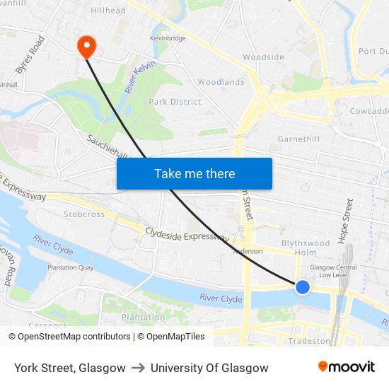 York Street, Glasgow to University Of Glasgow map