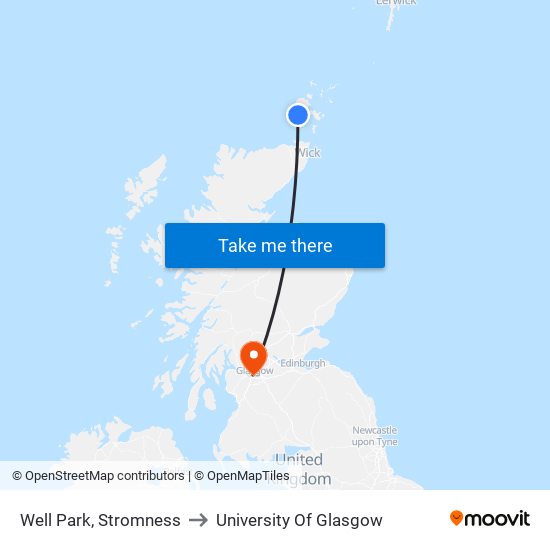 Well Park, Stromness to University Of Glasgow map