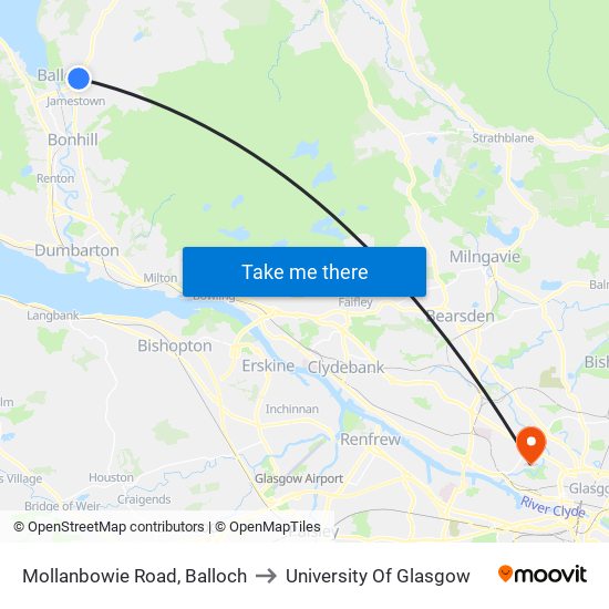 Mollanbowie Road, Balloch to University Of Glasgow map