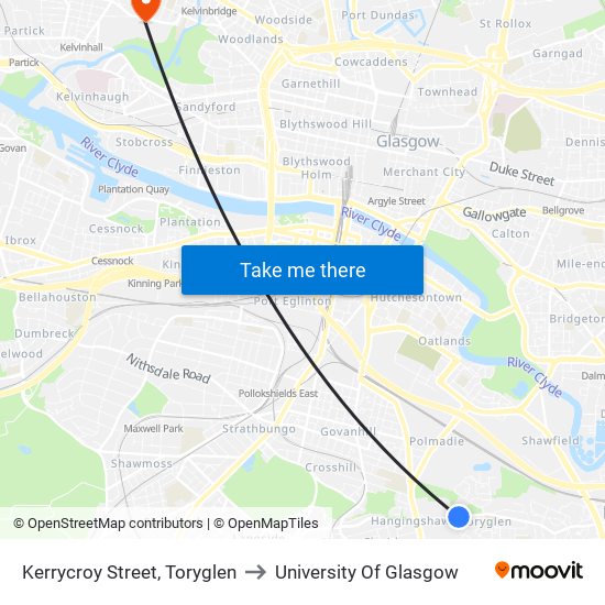 Kerrycroy Street, Toryglen to University Of Glasgow map