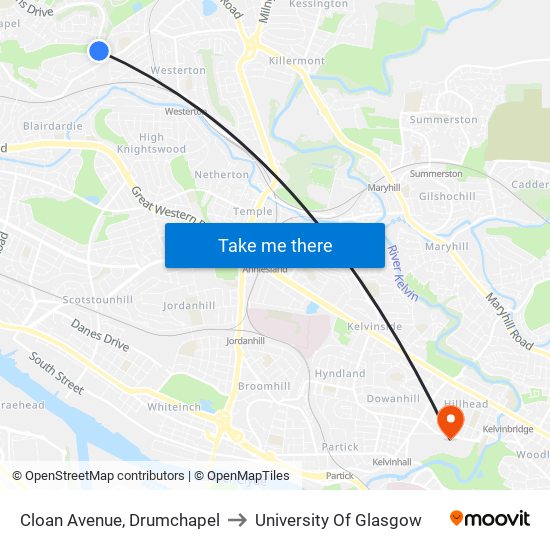 Cloan Avenue, Drumchapel to University Of Glasgow map